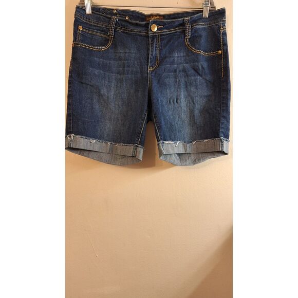 VINTAGE Y2K 90'S SOUTHPOLE WOMEN DENIM JEAN CUT OFF SPORTY SHORTS PLUS SIZE 18 - Picture 1 of 6